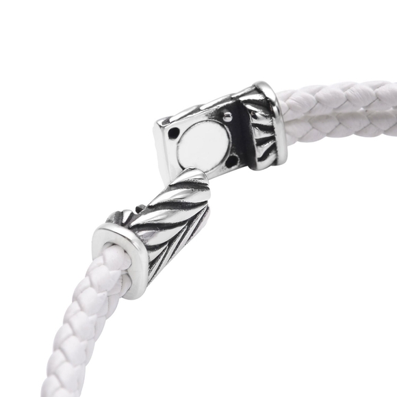 White Howlite Leather Bracelet | 8" Minimalist Stainless Unisex Magnetic NWT - Picture 6 of 13